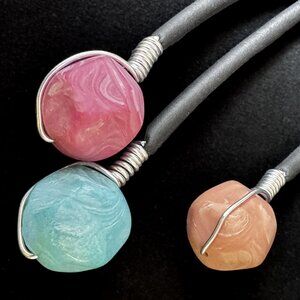 3 Stone Pendant Cord Necklace